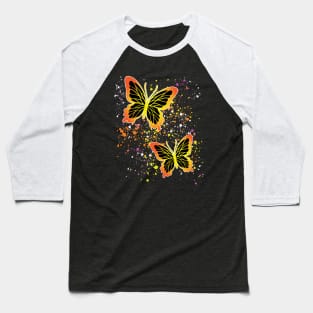 Beautiful Butterflies with Colorful Splatters Baseball T-Shirt